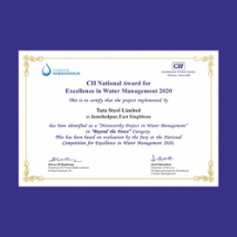  Tata Steel awarded the CII National Award for Excellence in Water Management 2020